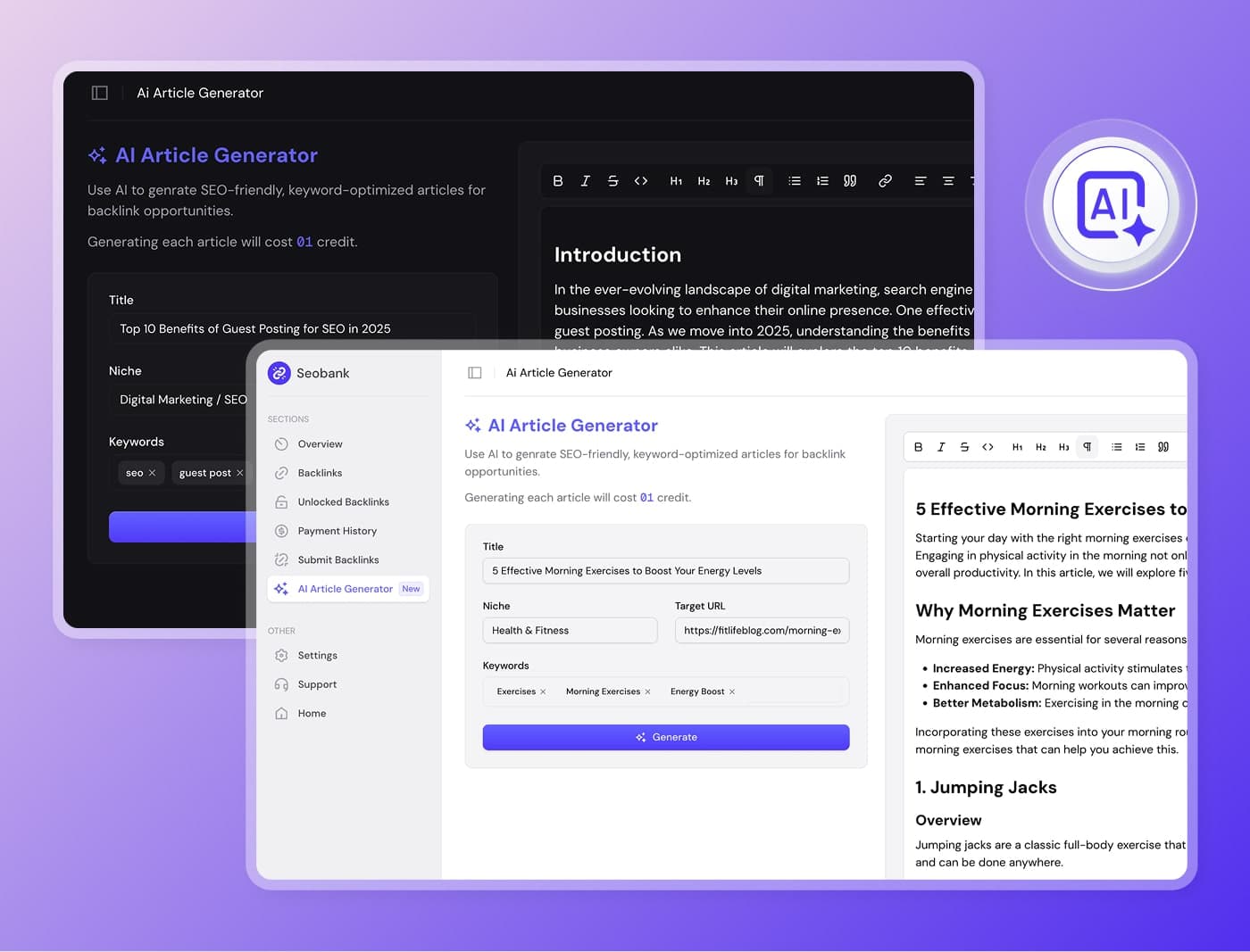 seobank.io - ai artcle generator