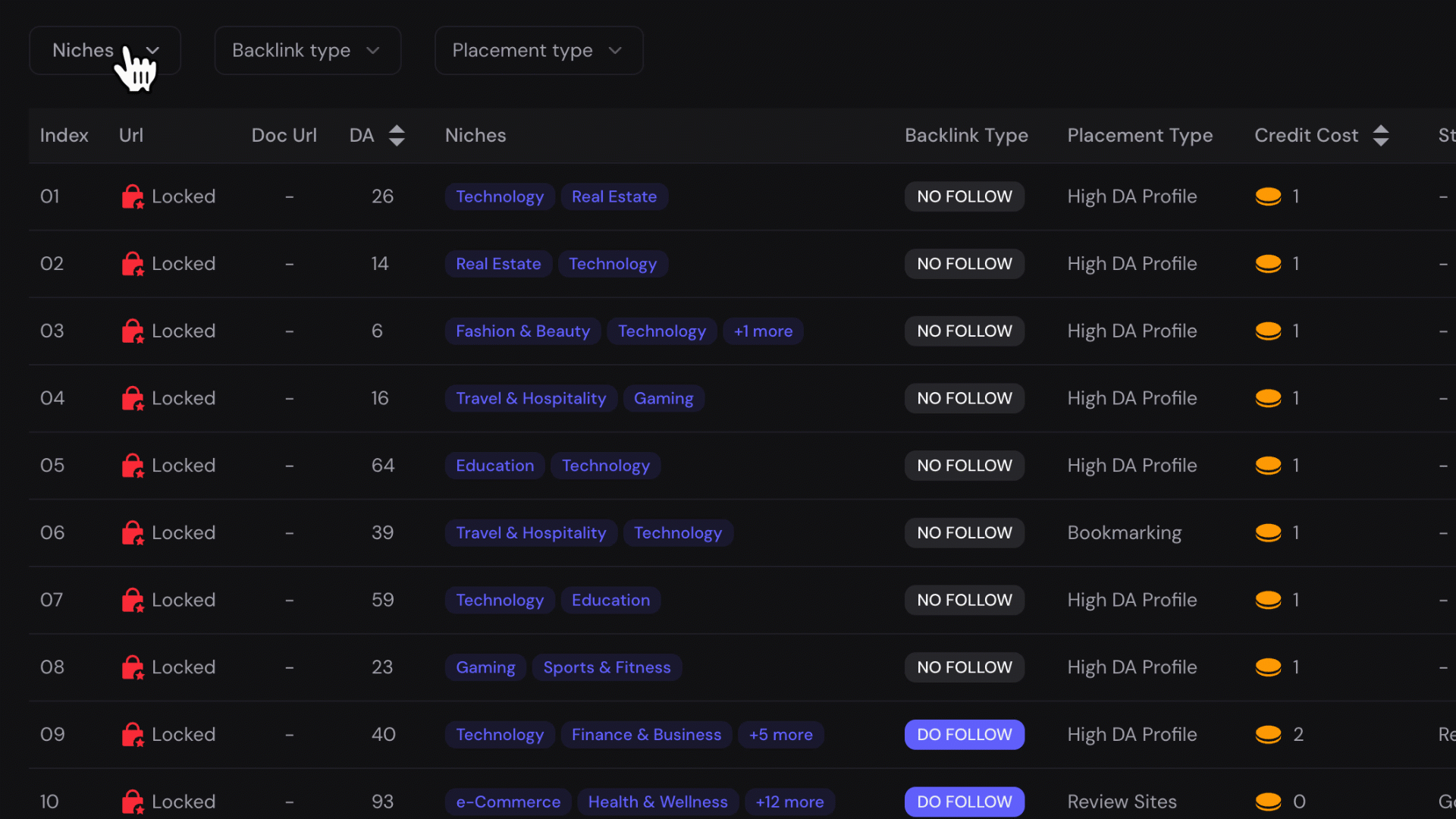 seobank.io - backlink filter
